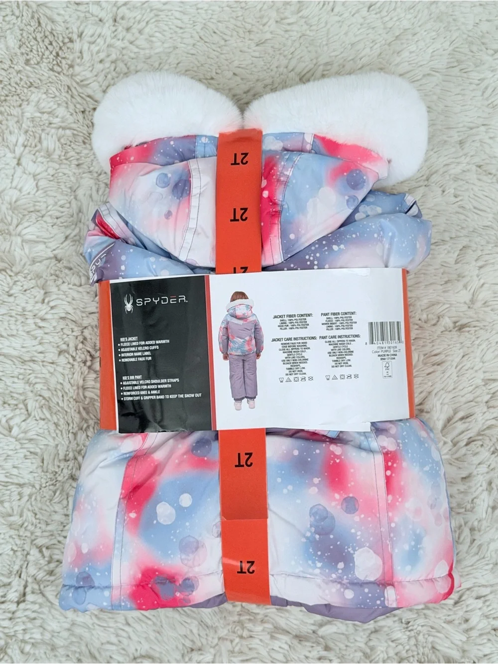 Spyder Girls' 2-Piece Snowsuit in Pink, Purple & Blue Galaxy Print